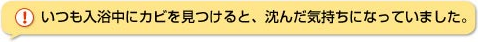 いつも入浴中にカビをみつけると、沈んだ気持ちになっていました。